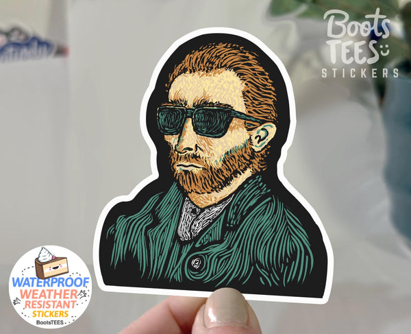 Vincent Van Gogh Sticker with Sunglasses, One (1) Sticker by BootsTees