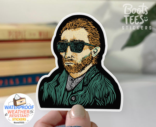Vincent Van Gogh Sticker with Sunglasses, One (1) Sticker by BootsTees