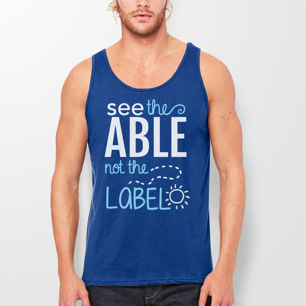 See the Able Not the Label Tank Top, Navy Blue Unisex Tank S by BootsTees