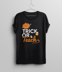 Halloween Teacher T Shirt | Womens Trick or Teach Shirt, Black Unisex XS by BootsTees