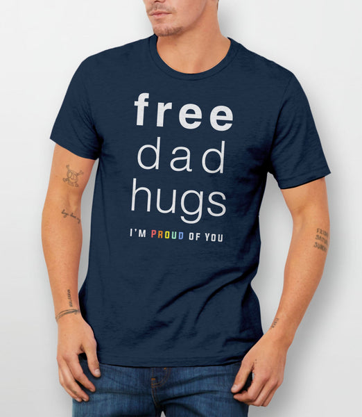 Free Dad Hugs Shirt | LGBT Dad Tshirt, Black Unisex XS by BootsTees