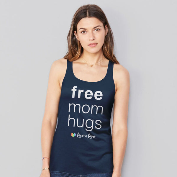 Free Mom Hugs Tank Top | Women LGBT Mom Tank, Navy Blue Unisex Tank S by BootsTees