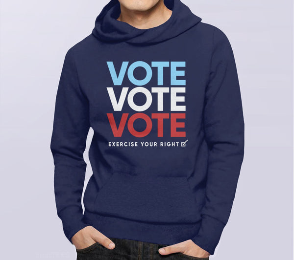Vote Sweatshirt for Women or Men | Voting Hoodie, Navy Blue Unisex Hoodie S by BootsTees