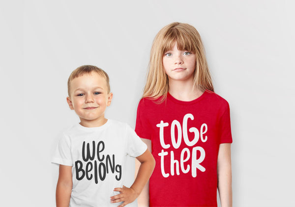 Matching Shirts for Couples, Kids XS (4/5) We Belong (White) by BootsTees