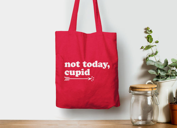 Not Today Cupid Tote Bag, Tote Bag Red by BootsTees