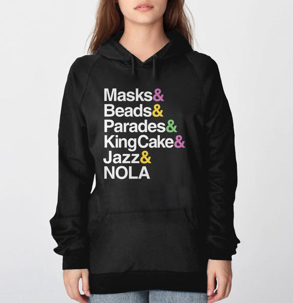 Mardi Gras Sweatshirt | Women Mardi Gras Hoodie or Sweater, Black Unisex Hoodie S by BootsTees