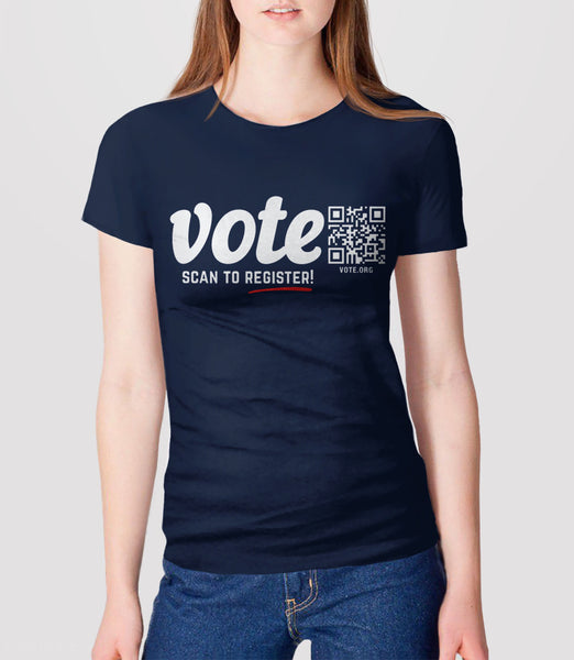 Vote QR Code Shirt, Black Unisex XS by BootsTees