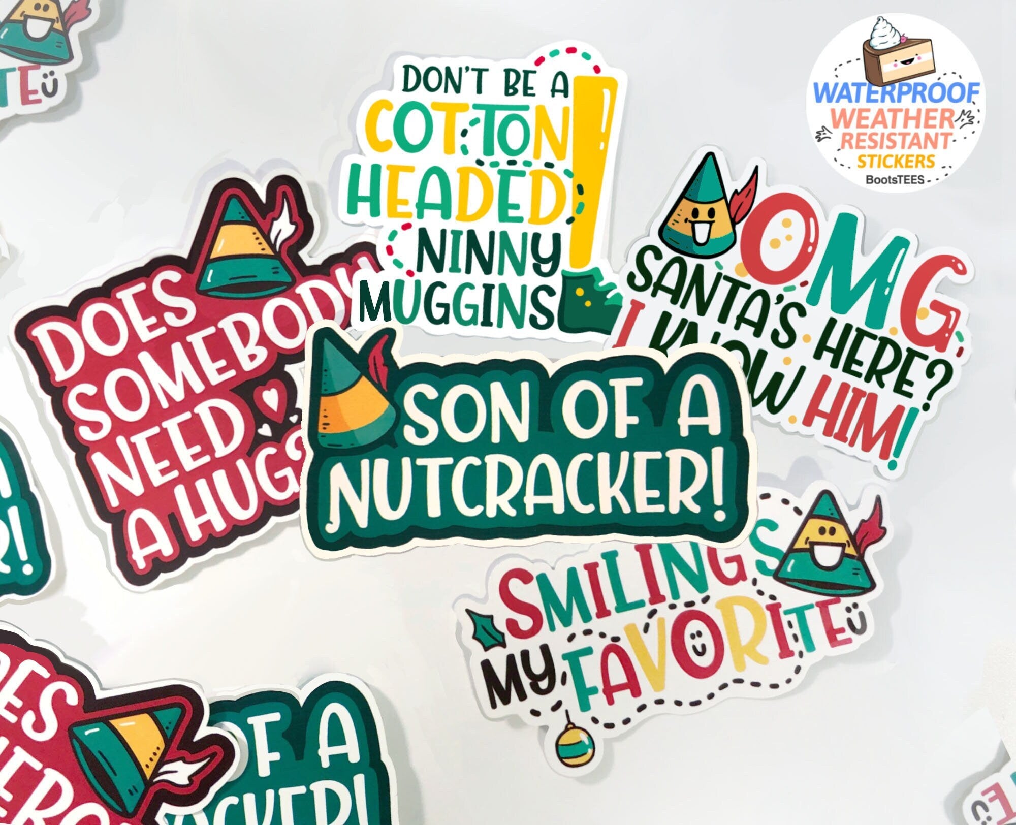 Christmas sticker set with Elf Quotes