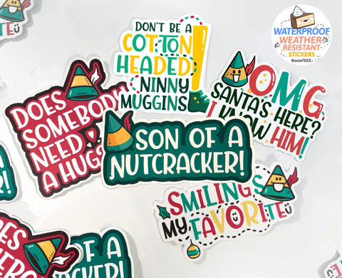 Christmas sticker set with Elf Quotes