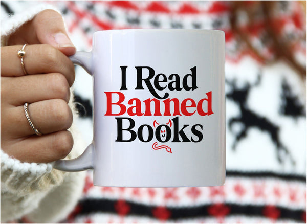 I Read Banned Books Mug, White Mug by BootsTees
