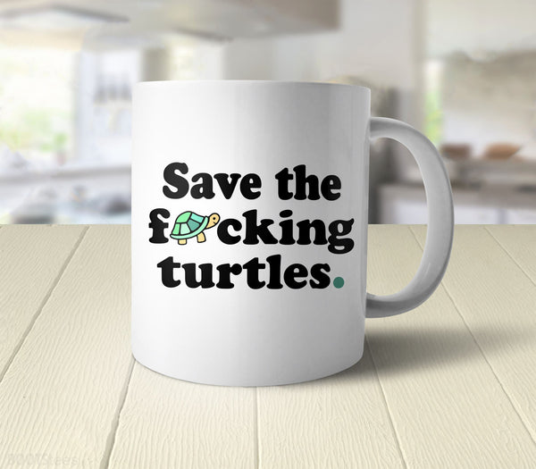 Save the Turtles Mug, White Mug by BootsTees