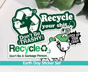 Recycling Sticker Pack (Garbage Person, Trashy, Unicorn & Recycle)