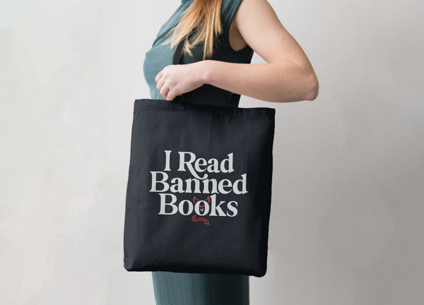 I Read Banned Books Tote Bag, Tote Bag Black by BootsTees