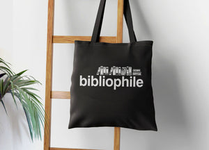 Bibliophile Book Tote Bag, Tote Bag Black by BootsTees
