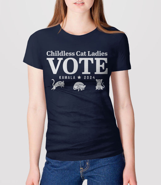 Childless Cat Ladies Vote Shirt, Black Unisex XS by BootsTees