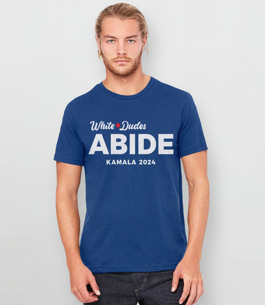 White Dudes Abide Kamala 2024 T-Shirt for Men, Black Unisex XS by BootsTees