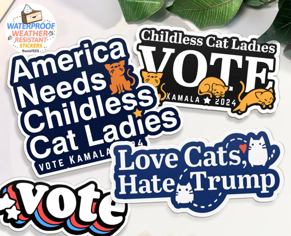 Childless Cat Lady Sticker Pack, ALL 4 STICKERS by BootsTees