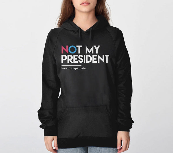 Not My President Sweatshirt, Black Crew Sweatshirt S by BootsTees