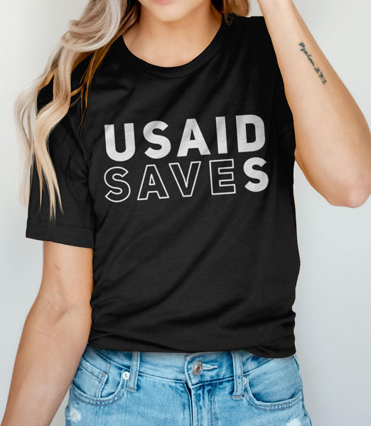 USAID Saves Shirt, Black Unisex XS by BootsTees