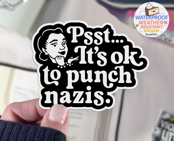 It's Ok to Punch Nazis Sticker, One (1) Sticker by BootsTees