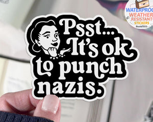 It's Ok to Punch Nazis Sticker, One (1) Sticker by BootsTees