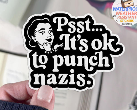 It's Ok to Punch Nazis Sticker, One (1) Sticker by BootsTees