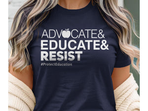 Advocate Educate Resist Shirt for Teacher, Black Unisex XS by BootsTees