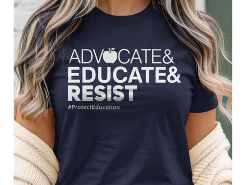 Advocate Educate Resist Shirt for Teacher, Black Unisex XS by BootsTees