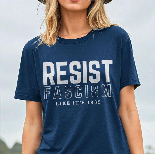 Resist Fascism Shirt, Black Unisex XS by BootsTees