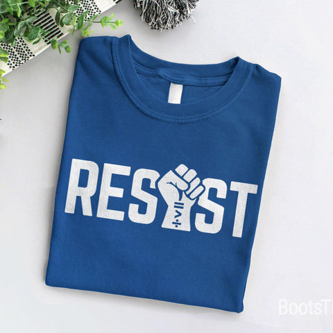 Resist Fist Shirt, Black Unisex XS by BootsTees