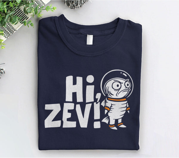 Hi Zev T-Shirt with Princess Donut Quote, Navy Blue Unisex XS by BootsTees