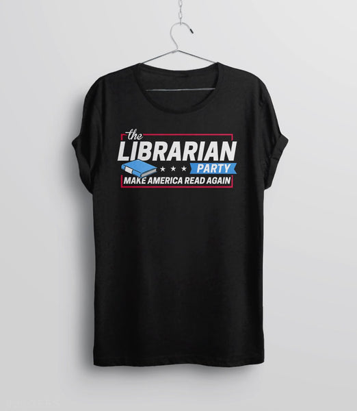 Librarian Gifts for Readers: Librarian Party | reading shirt, Black Unisex XS by BootsTees