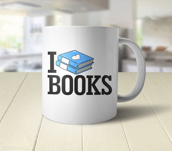 Gifts for Readers: I Love Books Mug | nerd gift for book lover, by BootsTees