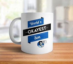 Worlds Okayest Son Mug | funny son gift, by BootsTees