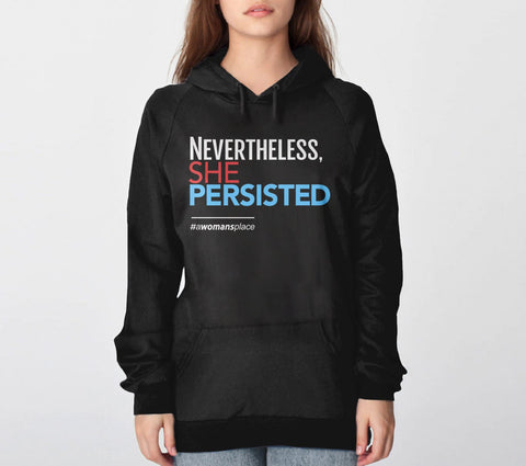 Nevertheless She Persisted Hoodie | feminist sweatshirt, Black Unisex Hoodie S by BootsTees