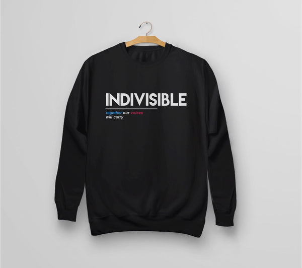Indivisible Sweatshirt | Anti Trump Sweatshirt, Black Unisex Hoodie S by BootsTees
