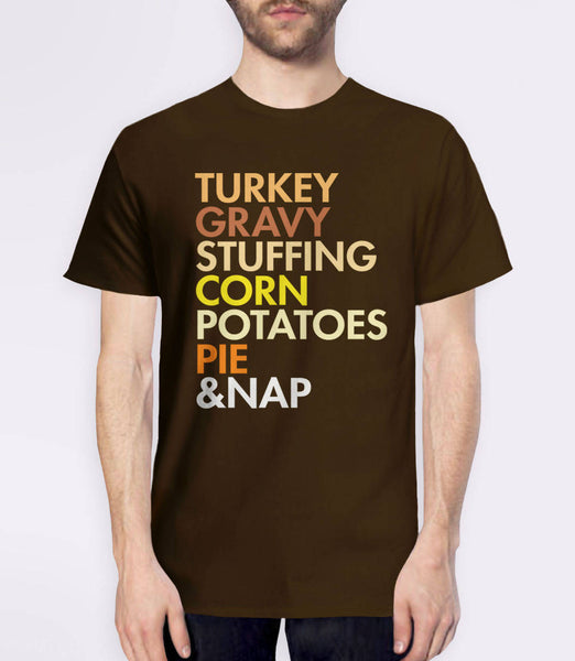 Thanksgiving Food Shirt, Black Unisex S by BootsTees