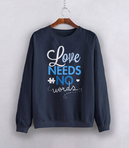 Love Needs No Words Sweatshirt, Black Unisex Hoodie S by BootsTees
