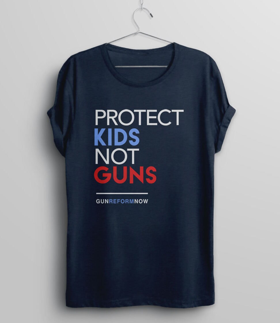 Protect Kids Not Guns Shirt, Navy Blue Unisex XS by BootsTees