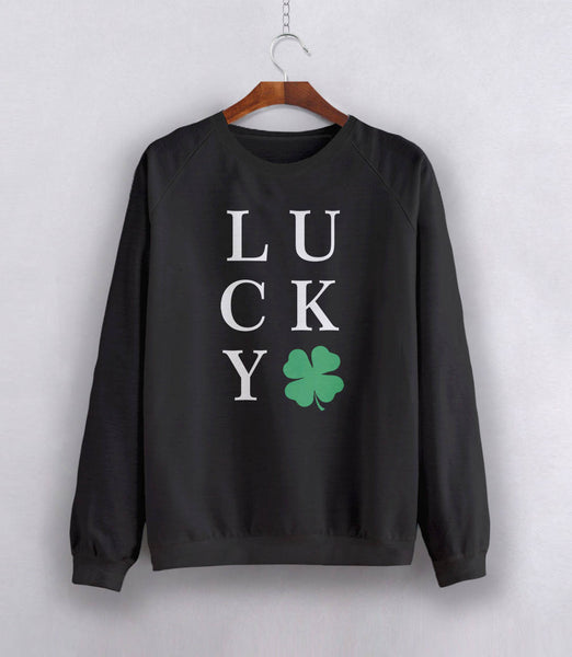 Lucky Sweatshirt, Black Unisex Hoodie S by BootsTees