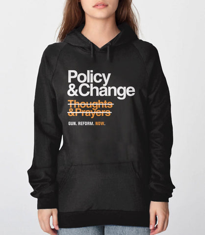 Policy and Change Hoodie, Black Unisex Hoodie S by BootsTees