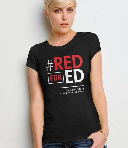Red for Ed Shirt for Teacher, Black Unisex XS by BootsTees