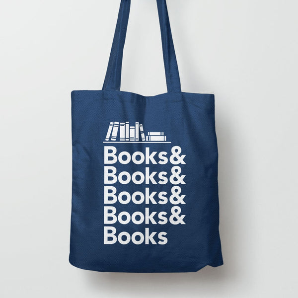 Books & Books Helvetica Tote Bag, Tote Bag Navy Blue by BootsTees