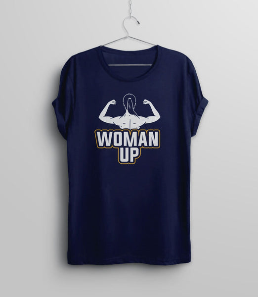 Woman Up Shirt for Women, Black Unisex XS by BootsTees