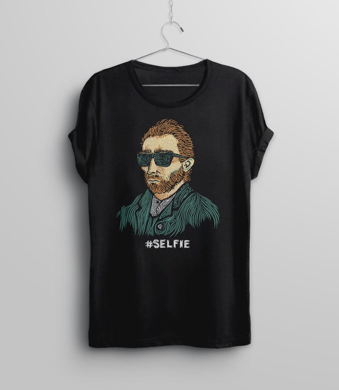 Van Gogh Shirt, Black Unisex S by BootsTees