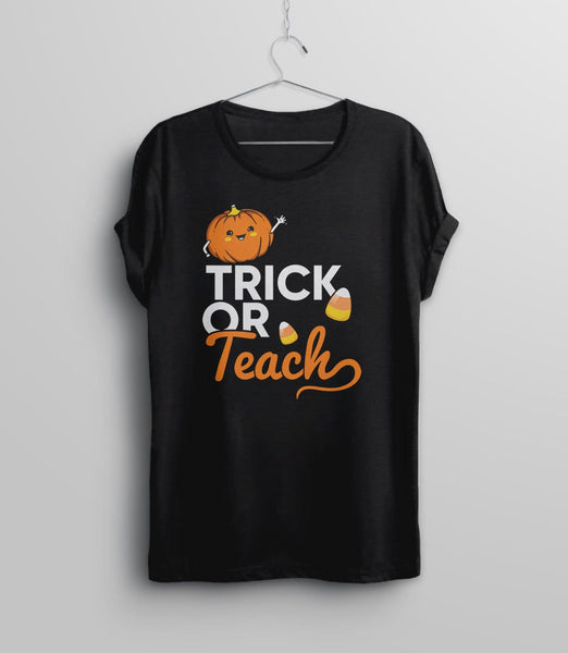 Halloween Teacher T Shirt | Womens Trick or Teach Shirt, Black Unisex XS by BootsTees