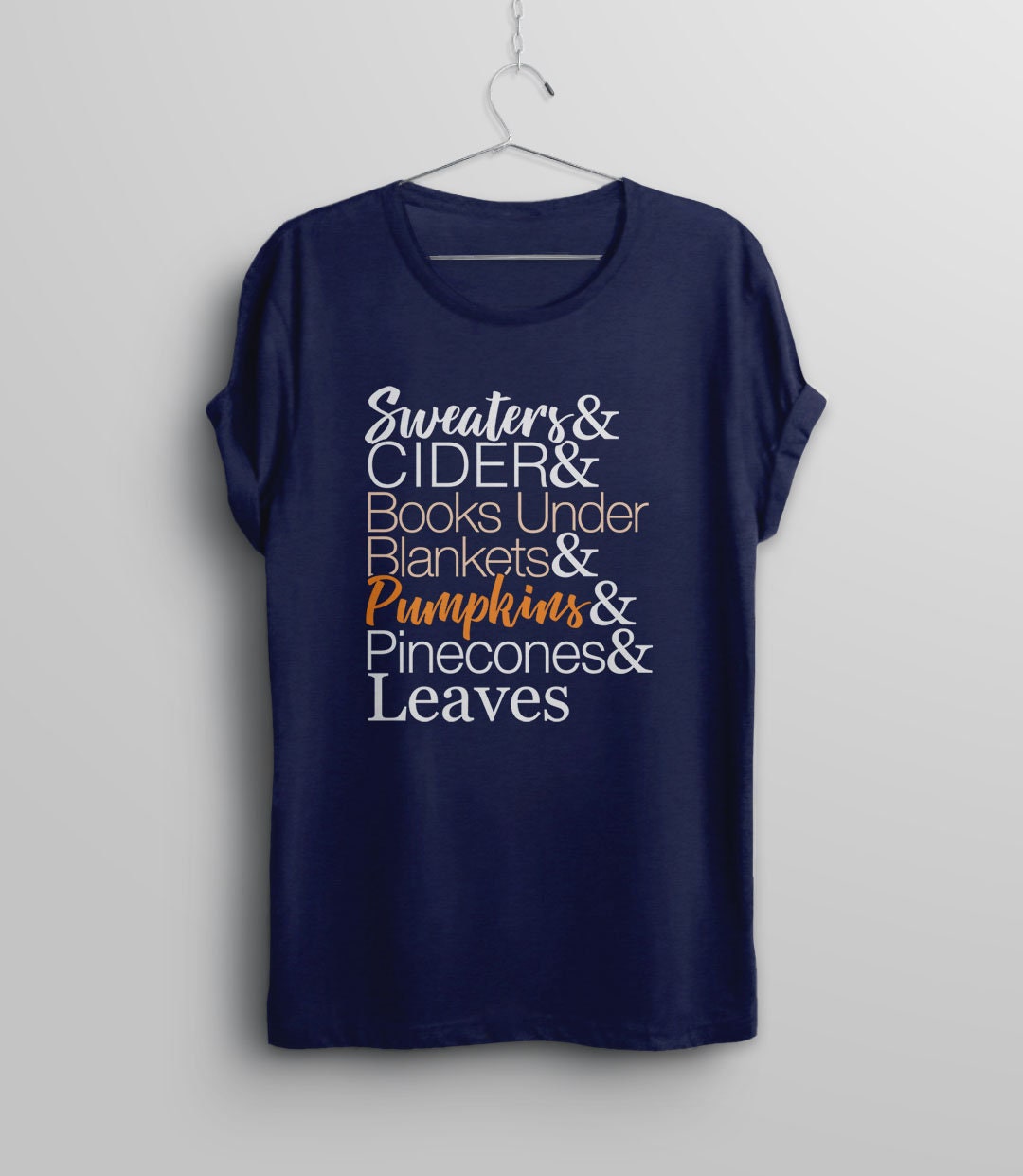 Fall Graphic Tee | Womens Autumn Shirt, Navy Blue Unisex XS by BootsTees
