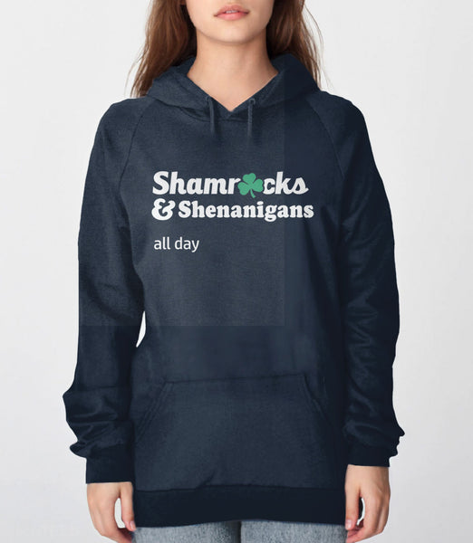 Shamrocks and Shenanigans Sweater or Hoodie | St Pattys Day Sweatshirt, Black Unisex Hoodie S by BootsTees