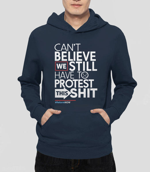 Funny Protest Hoodie Sweatshirt, Black Unisex Hoodie S by BootsTees