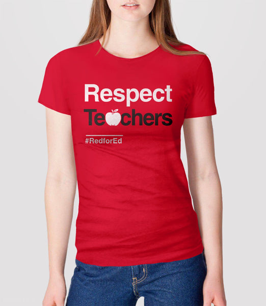 Respect Teachers Shirt | Red for Ed Teacher T Shirt, Red Unisex XS by BootsTees